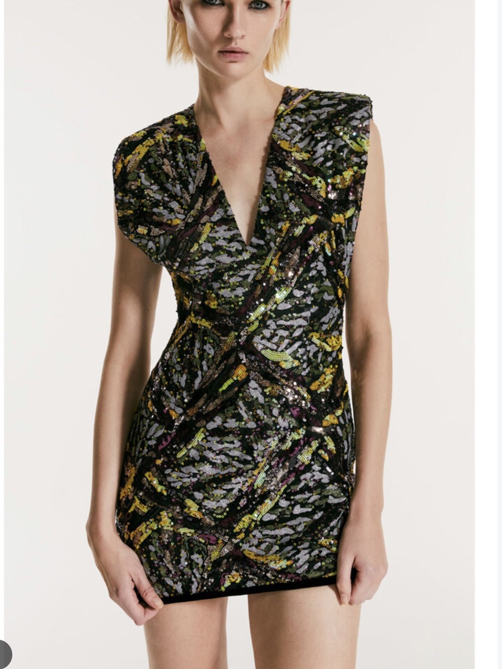 ZARA Sequin Mini Dress " V Neck Limited Edition Size S
